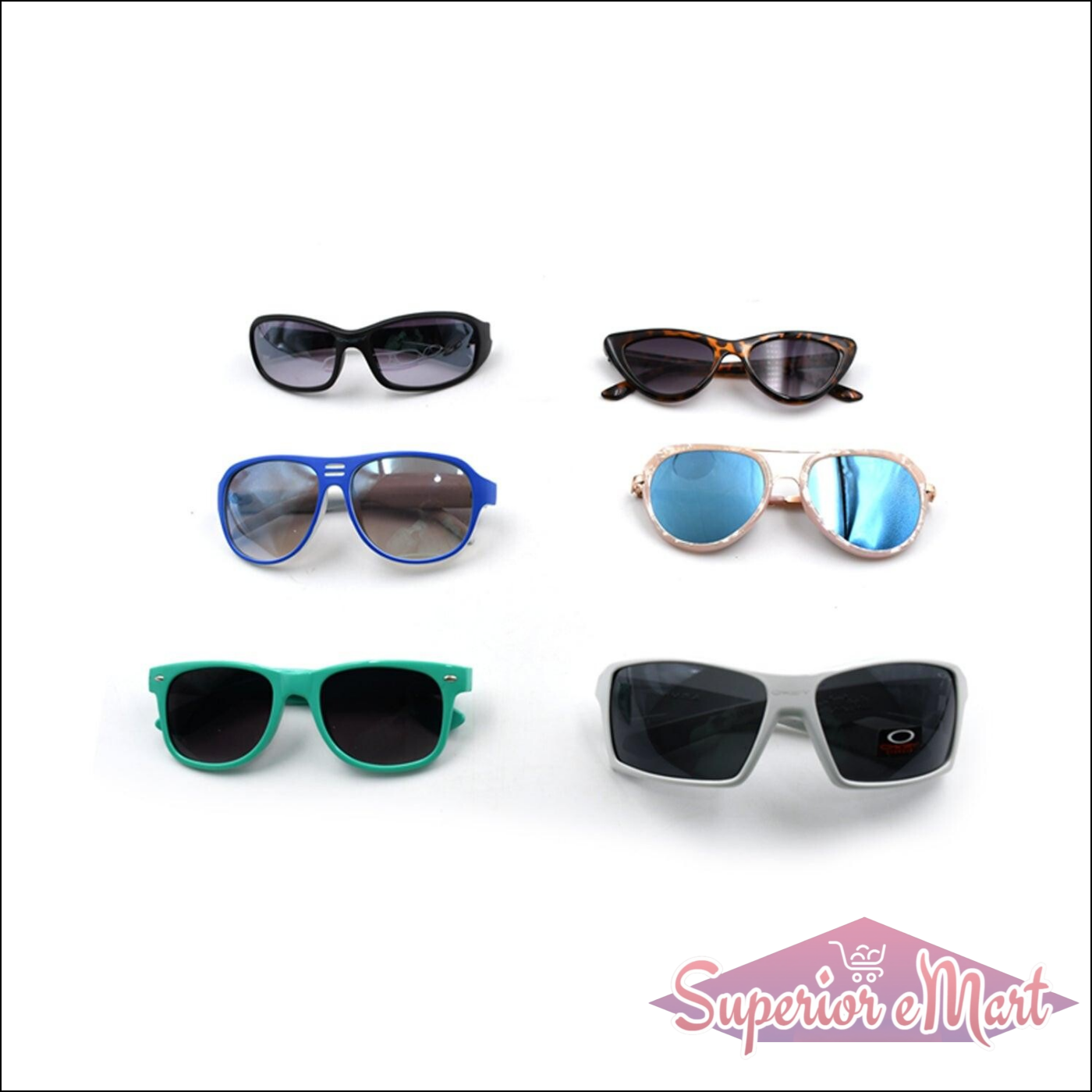 Variety of stylish UV protection sunglasses for men and women in different colors and styles