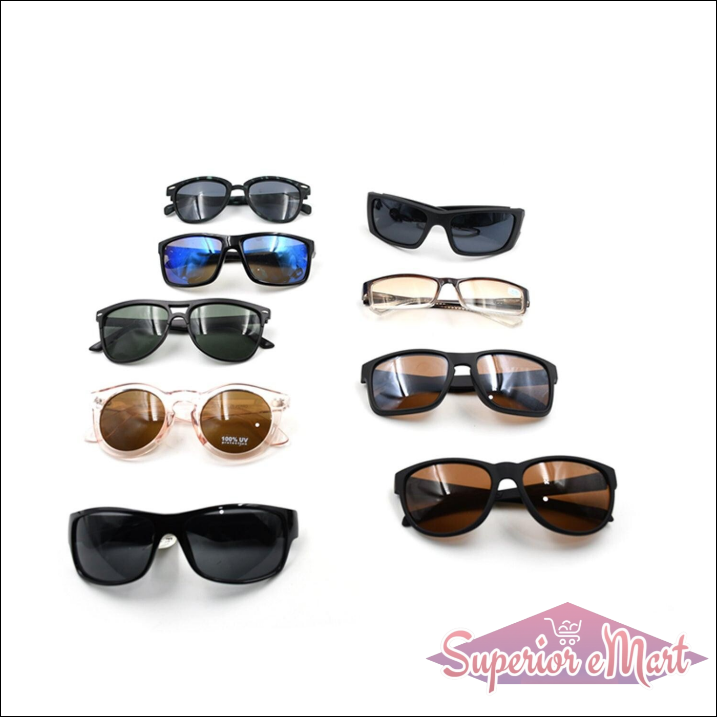 Variety of UV protection sunglasses for men and women in different styles and colors