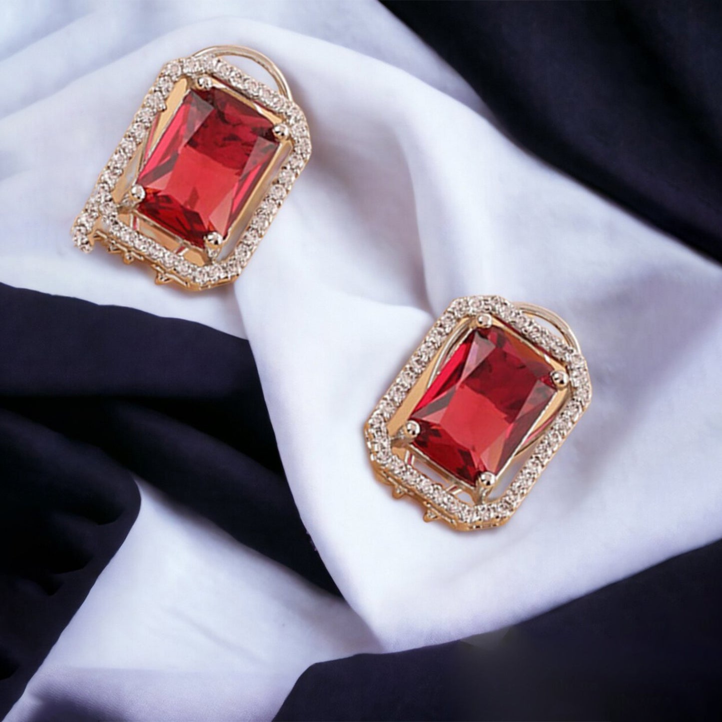 Elegant Superior eMart mixed color jewelry set featuring large red gemstones surrounded by sparkling accents