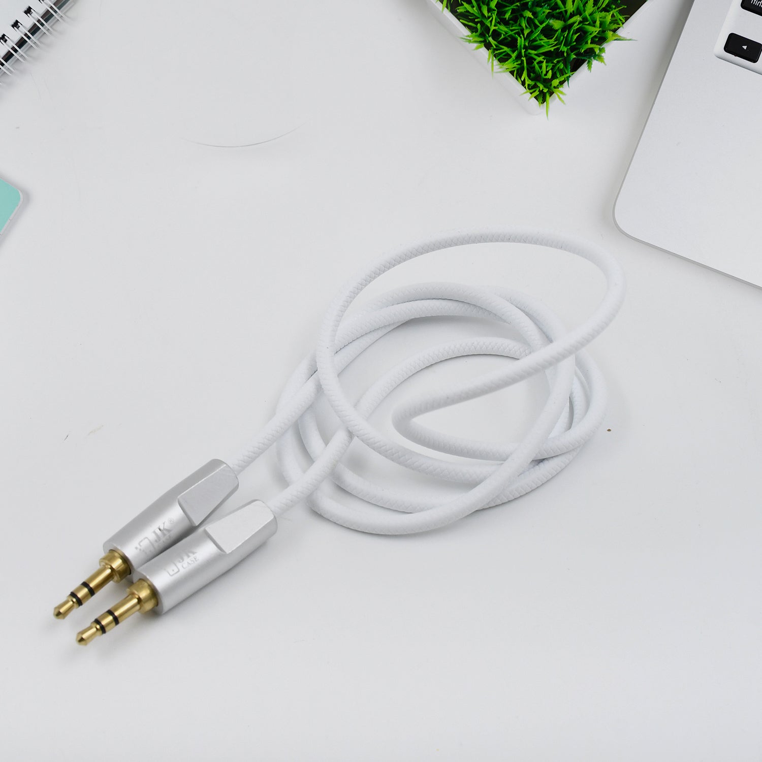 Superior eMart mobile tablet aux cable 1000mm in white, ideal for connecting devices