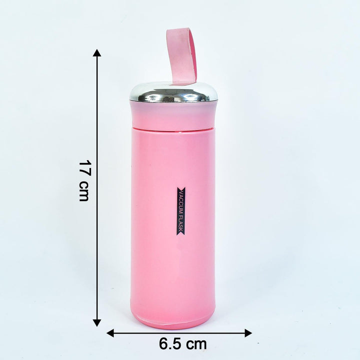 Leak proof glass water bottle in pink with a silver lid, designed for everyday hydration