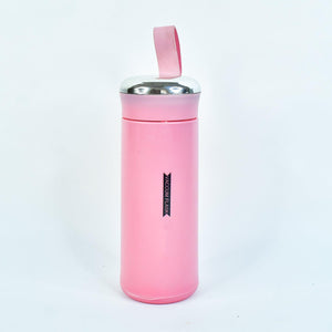 Pink stainless steel water bottle with a secure lid, ideal as a leak proof glass water bottle