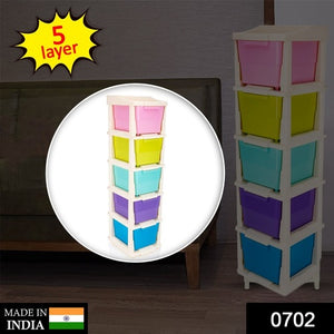 5-layer modular drawer storage system in vibrant colors for organized home and kitchen use