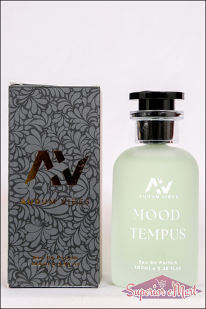 Aurum Vibes Mood Tempus Unisex Perfume 100ml in an elegant bottle with a decorative box