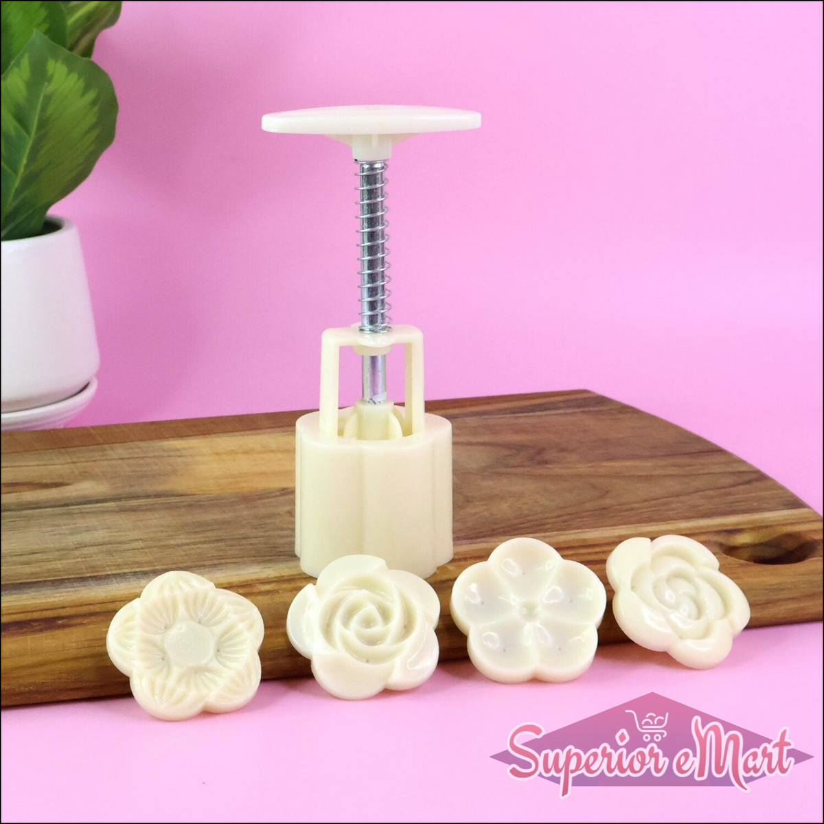 Mooncake Press Mold With 4 Stamps Set - Superior eMart