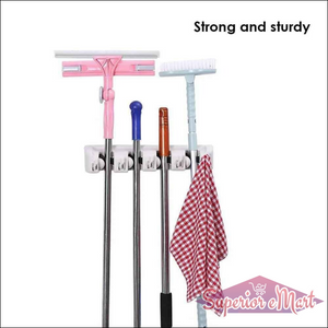 Mounted Mop Organizer for Easy Storage