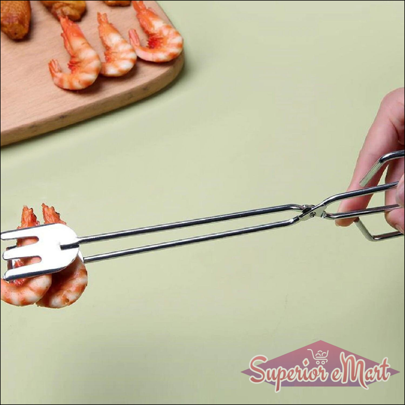 Multi functional BBQ tongs with stainless steel design for grilling shrimp and other foods