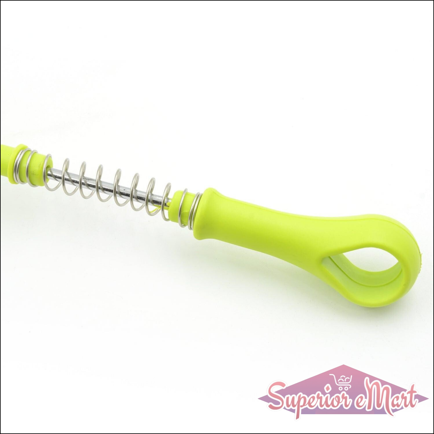 Green one-handed potato masher with ergonomic grip for effortless mashing in the kitchen