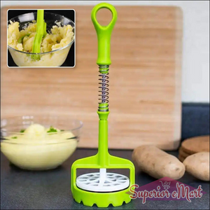 Superior eMart one-handed potato masher in green, perfect for making creamy mashed potatoes effortlessly