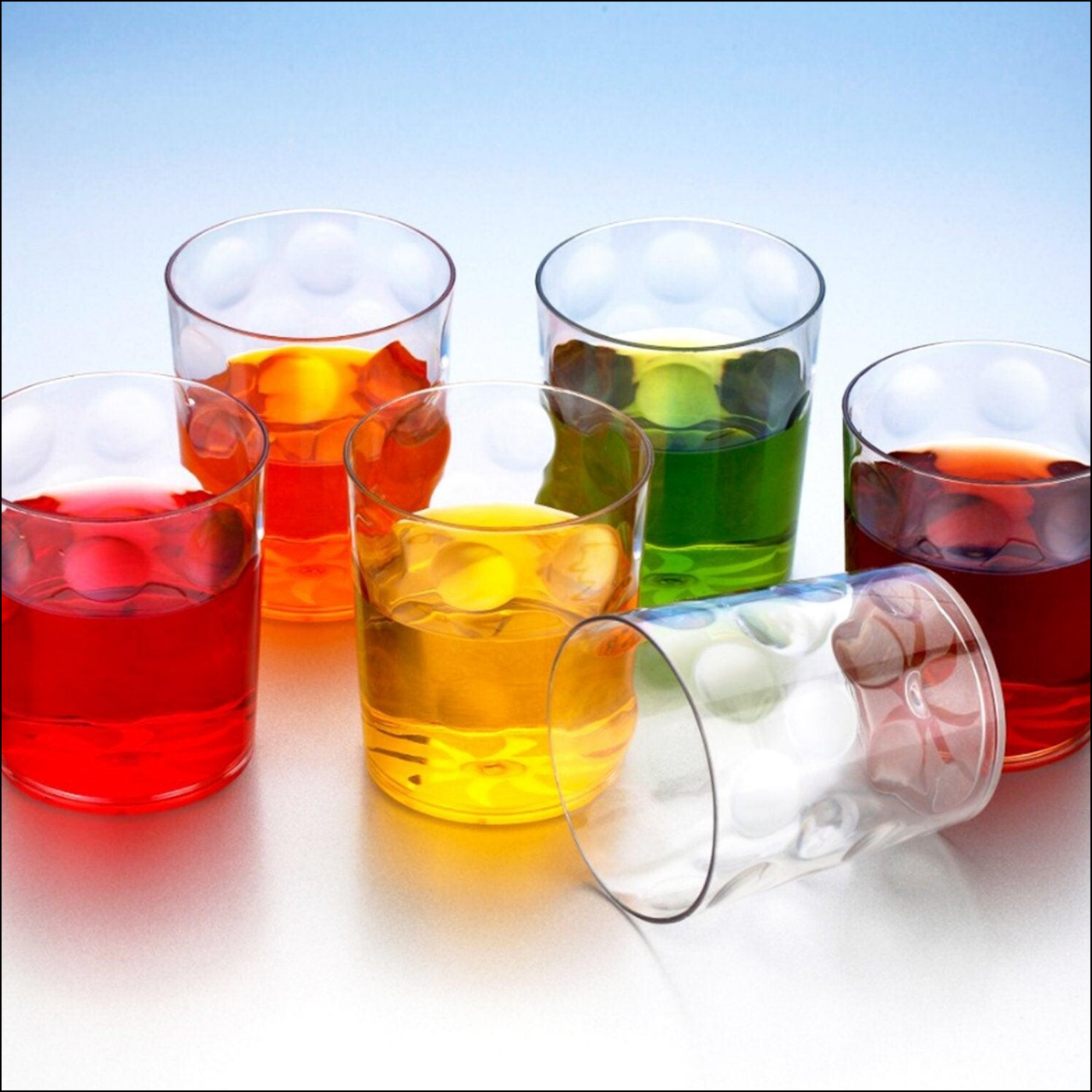 Vibrant unbreakable drinking glasses set in assorted colors perfect for indoor and outdoor use