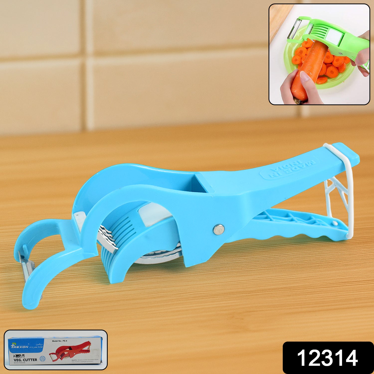 Superior eMart blue multi-purpose vegetable cutter for slicing and peeling vegetables efficiently