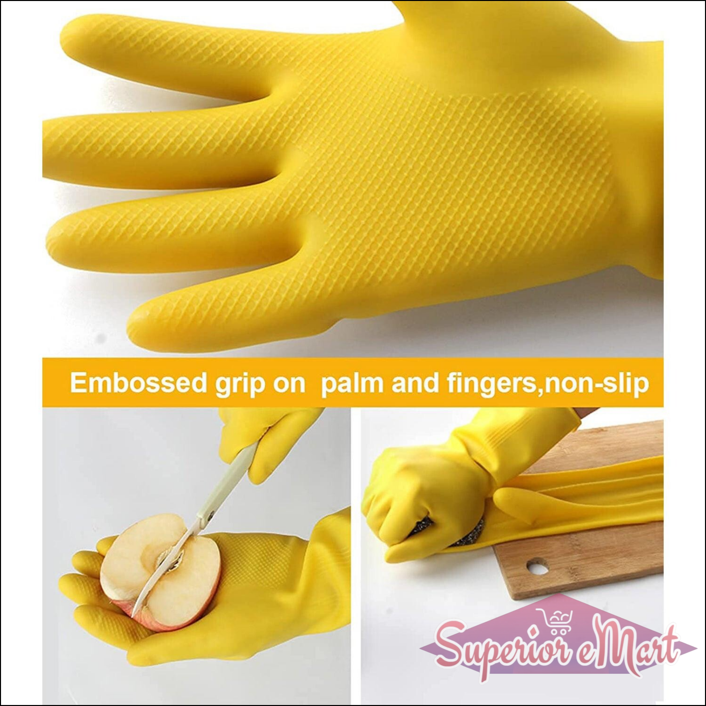 Multi-Purpose Yellow Gloves 2 Pair Set - Superior eMart