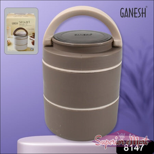 Ganesh stainless steel lunch box leak proof with double layers and easy grip handle
