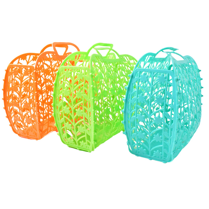 Superior eMart multicolor vegetable storage baskets in orange green and blue with floral patterns