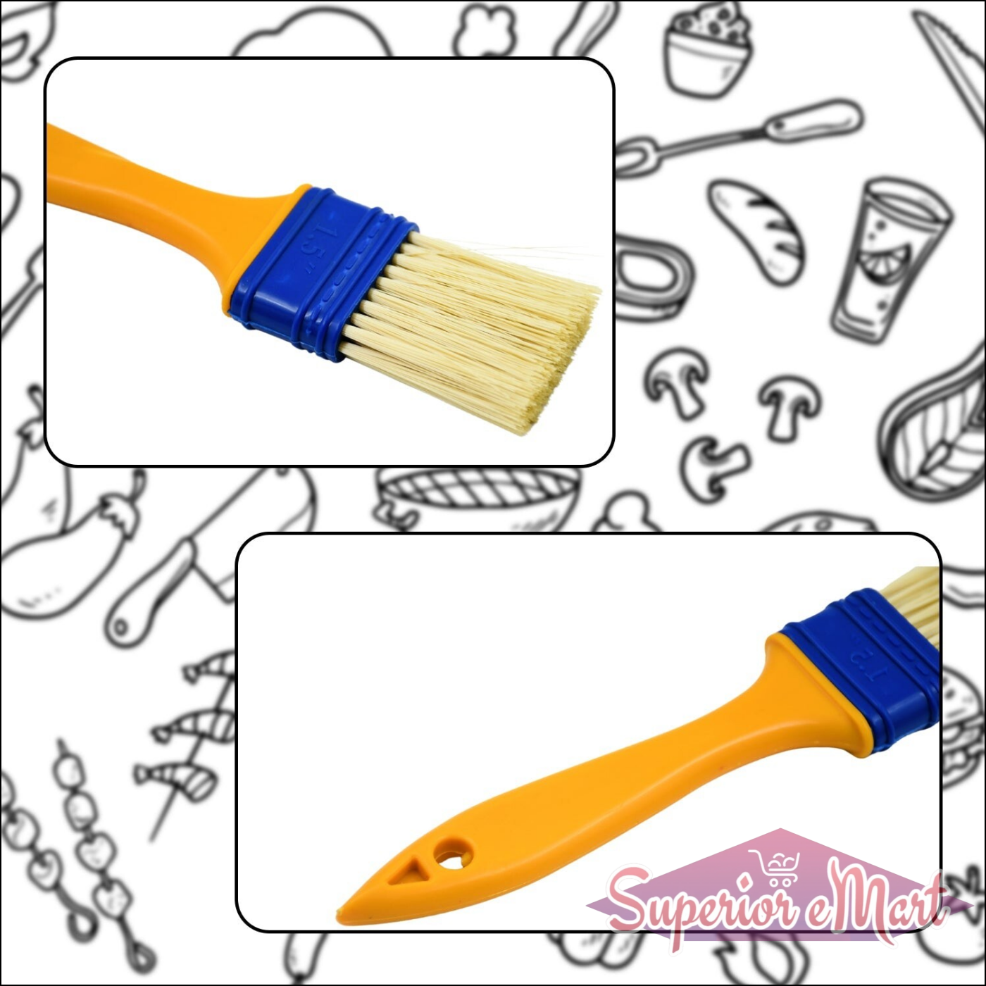 Superior eMart multifunction basting brush set with durable bristles for easy cooking and baking