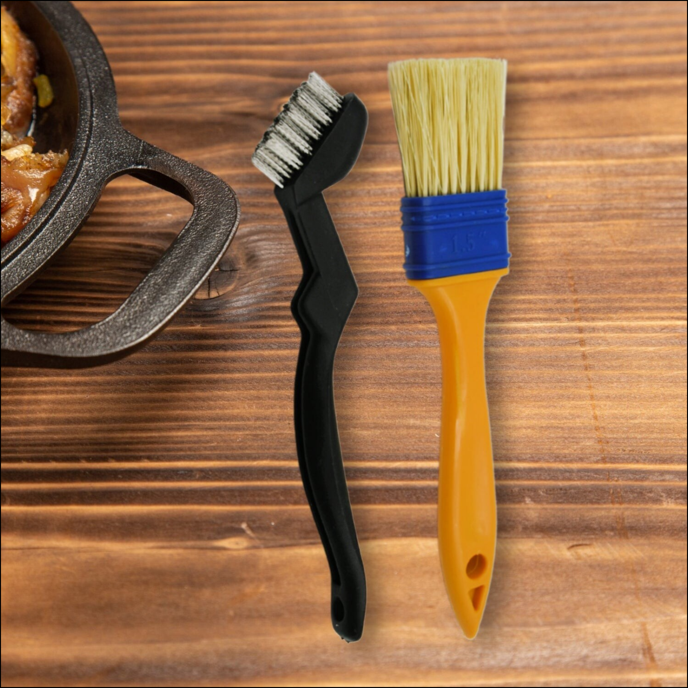 Multifunction basting brush set with two brushes for grilling and baking in various sizes
