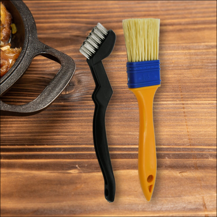 Multifunction basting brush set with two brushes for grilling and baking in various sizes