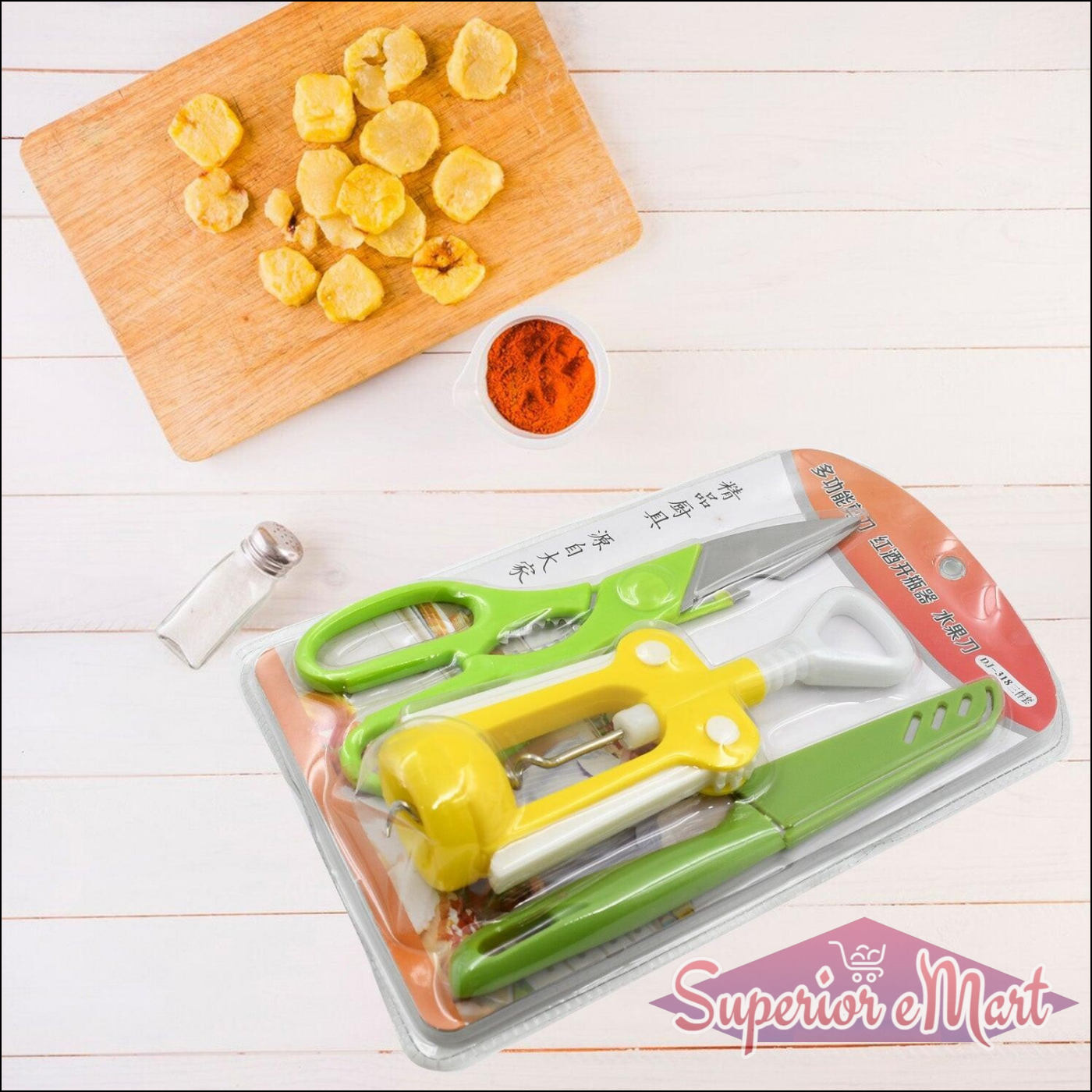 Multifunction Kitchen Tools Stainless Steel And Plastic Kitchen Knife And Scissor - Superior eMart