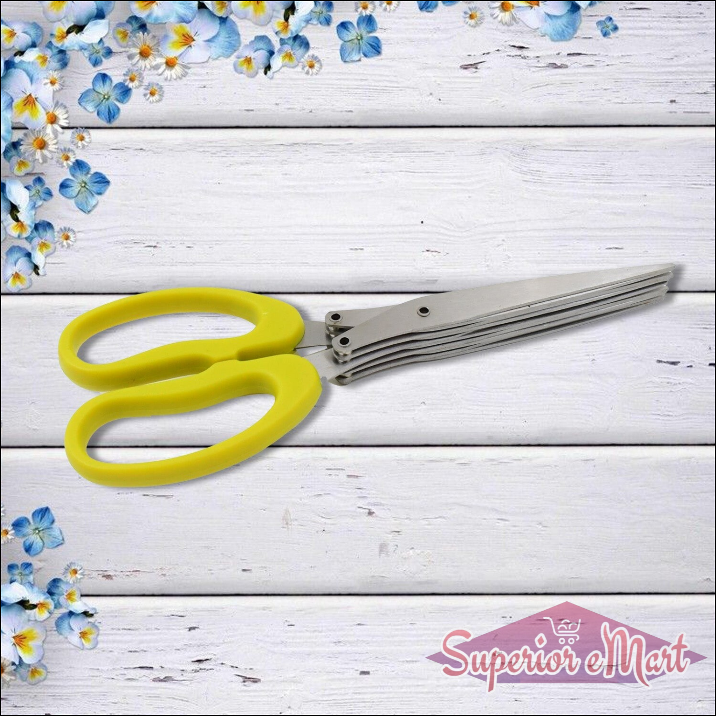 Multifunction Vegetable Stainless Steel Herbs Scissor With 5 Blades (1 Pc) - Superior eMart