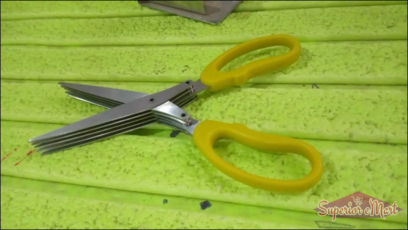 Multifunction Vegetable Stainless Steel Herbs Scissor With 5 Blades (1 Pc) - Superior eMart