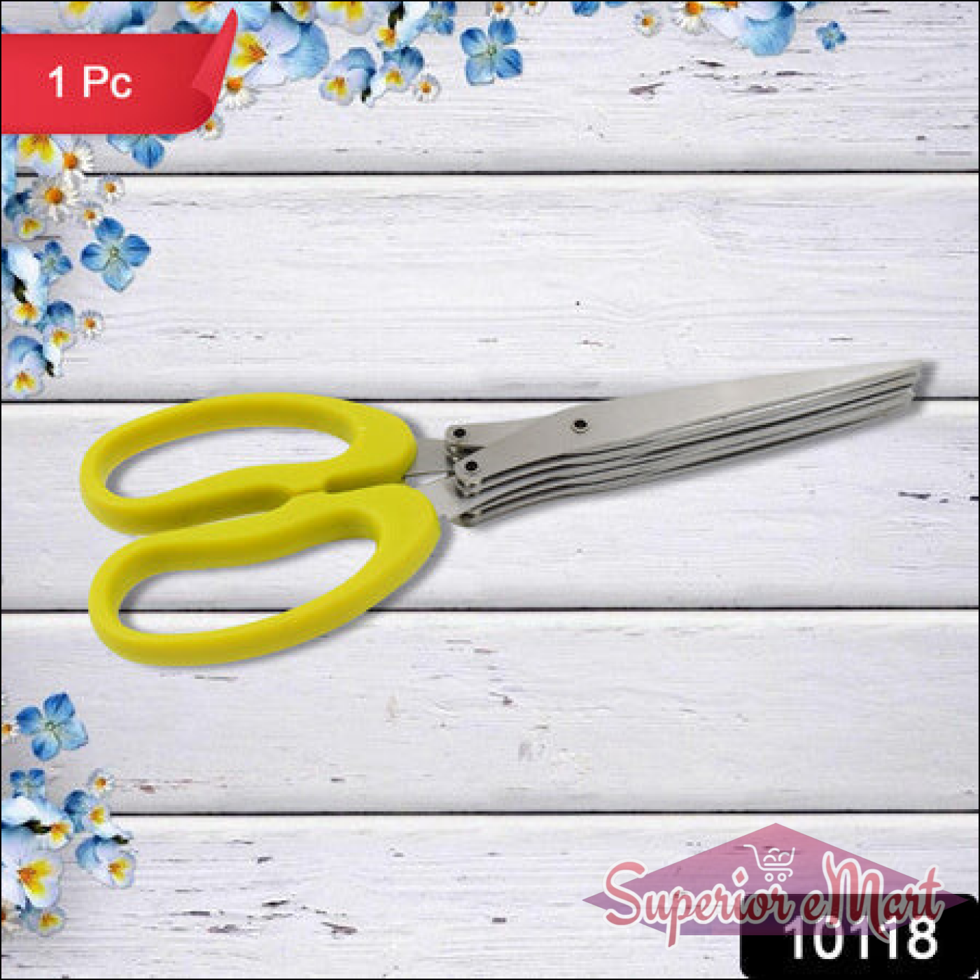 Multifunction Vegetable Stainless Steel Herbs Scissor With 5 Blades (1 Pc) - Superior eMart