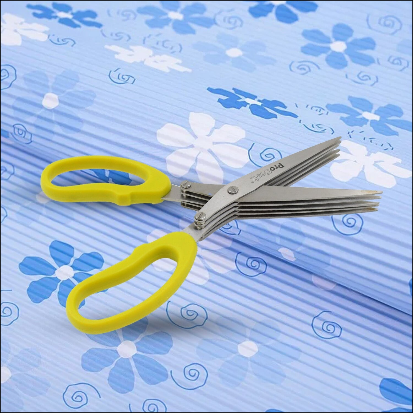 Multifunction Vegetable Stainless Steel Herbs Scissor With 5 Blades (1 Pc) - Superior eMart