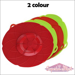 Set of multifunctional silicone lid cover in red and green for various kitchen containers