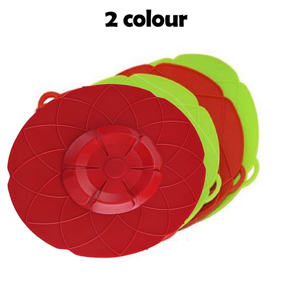 Set of multifunctional silicone lid cover in red and green for various kitchen containers