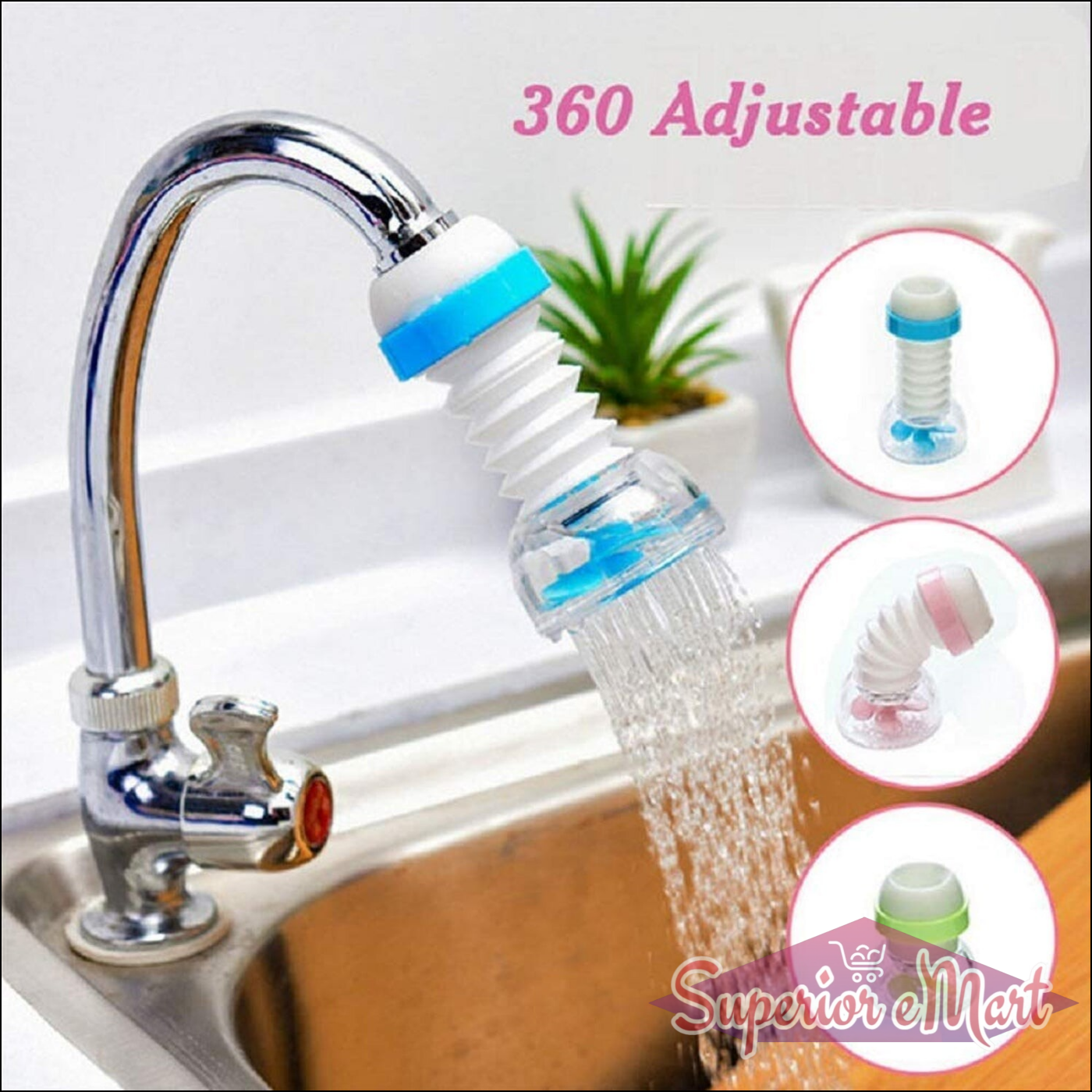 Multipurpose Adjustable Kitchen Sink Tap Water Filter With Rotating Faucet Sprayer (1 Pc) - Superior eMart