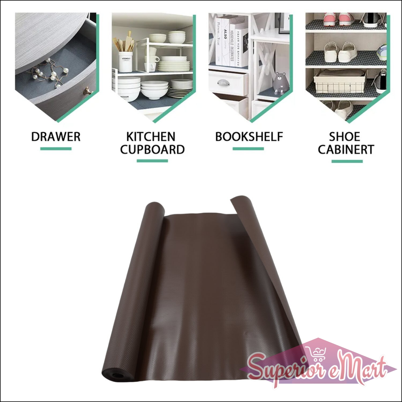 Multipurpose Anti-slip Bathroom | Kitchen | Cabinet Drawer Shelf Mat Liner Sheets Roll (45cmx3m) - Superior eMart