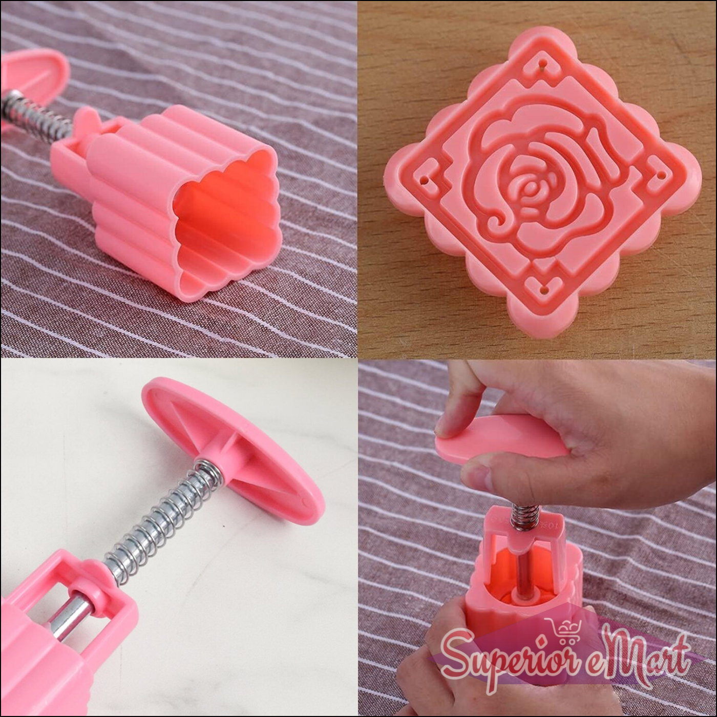 Multipurpose Cookie Biscuit Stamp Mold Set With Press Handle - Superior eMart