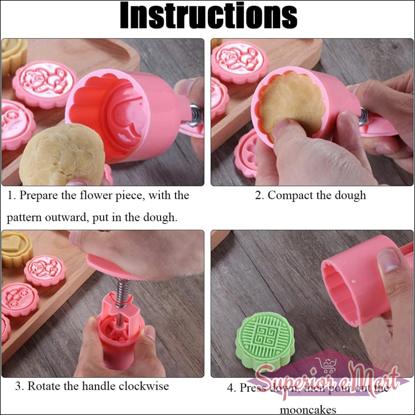 Multipurpose Cookie Biscuit Stamp Mold Set With Press Handle - Superior eMart