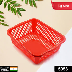 Red multipurpose drain basket for kitchen sink in big size, ideal for organizing food prep and cleaning