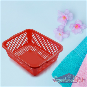 Red multipurpose drain basket for kitchen sink with breathable design for efficient drying