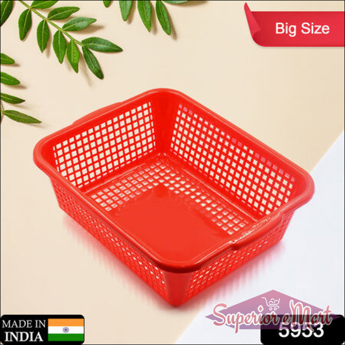 Red multipurpose drain basket for kitchen sink in big size, ideal for organizing food prep and cleaning