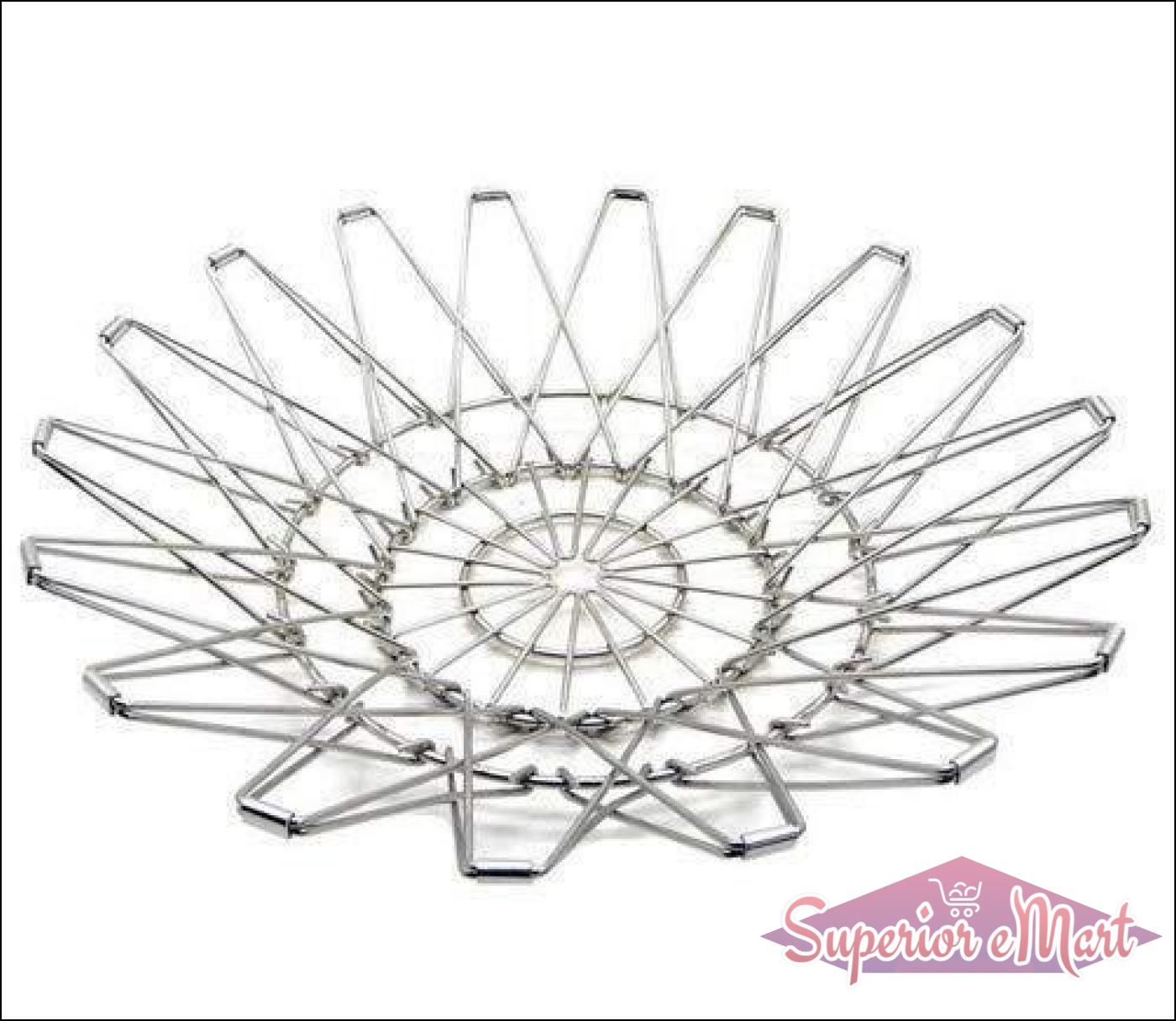 Superior eMart stainless steel fruit basket with a decorative floral design for kitchen countertop display