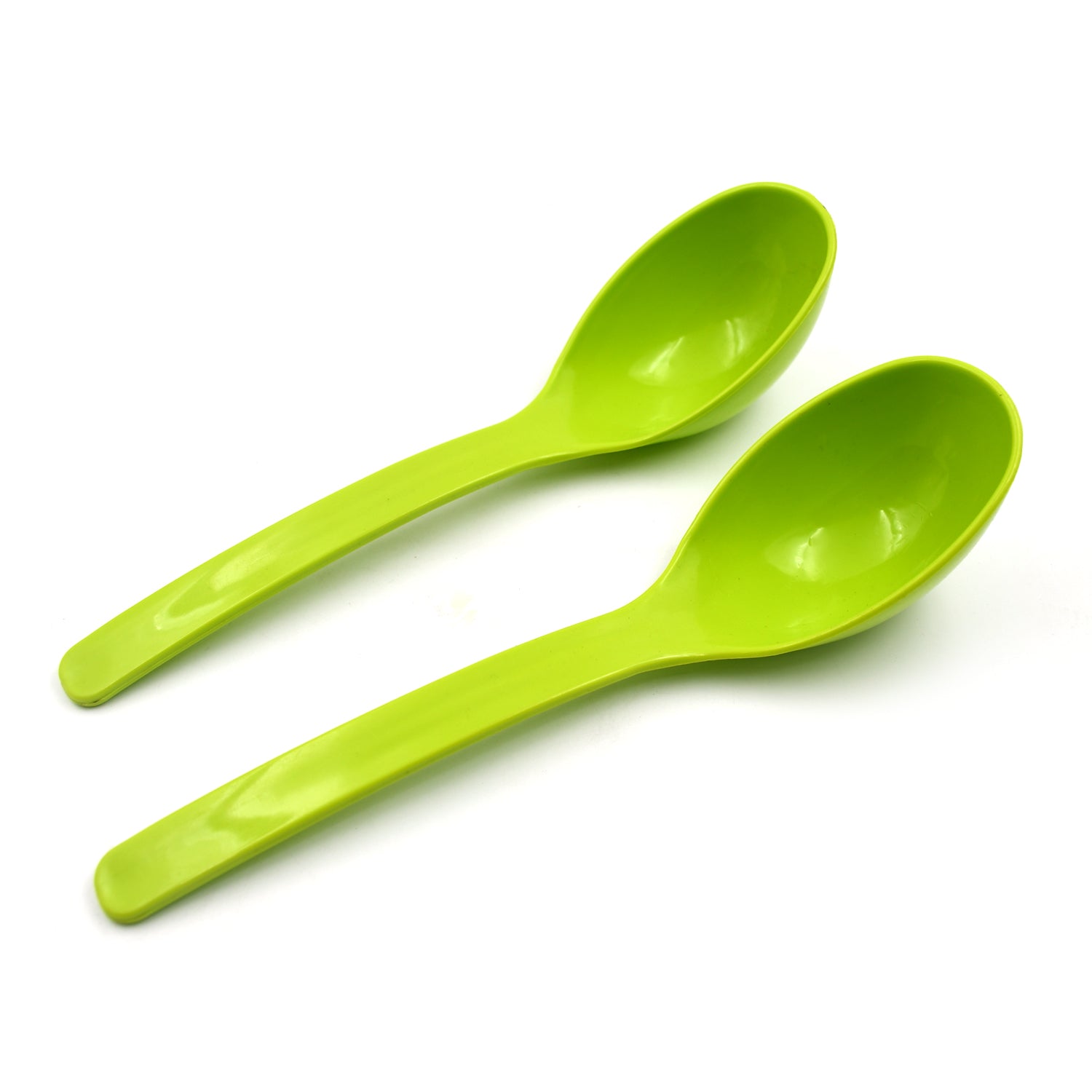 Green multipurpose kitchen ladle set with long handles for serving and cooking
