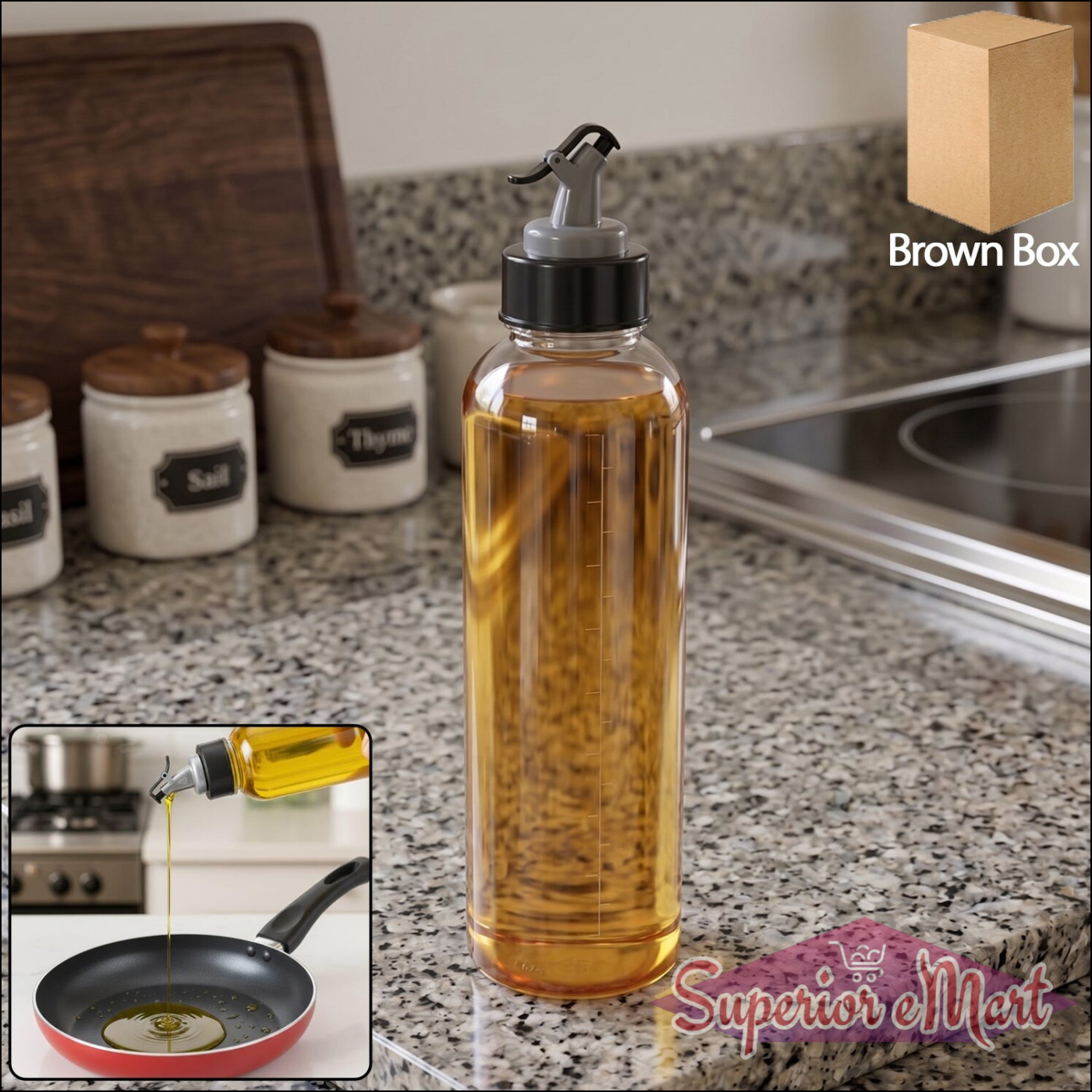 Multipurpose Oil Dispenser Bottle With Flip Top Pour Spout 900 Ml