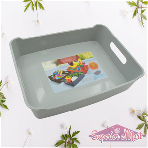 Gray multipurpose storage basket set with handles for organizing home and kitchen items