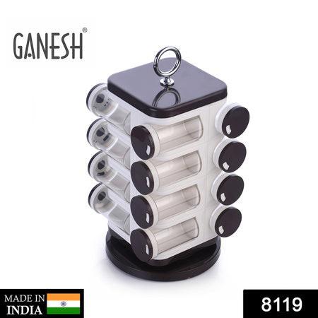 Ganesh multipurpose revolving spice rack with multiple clear containers for kitchen organization