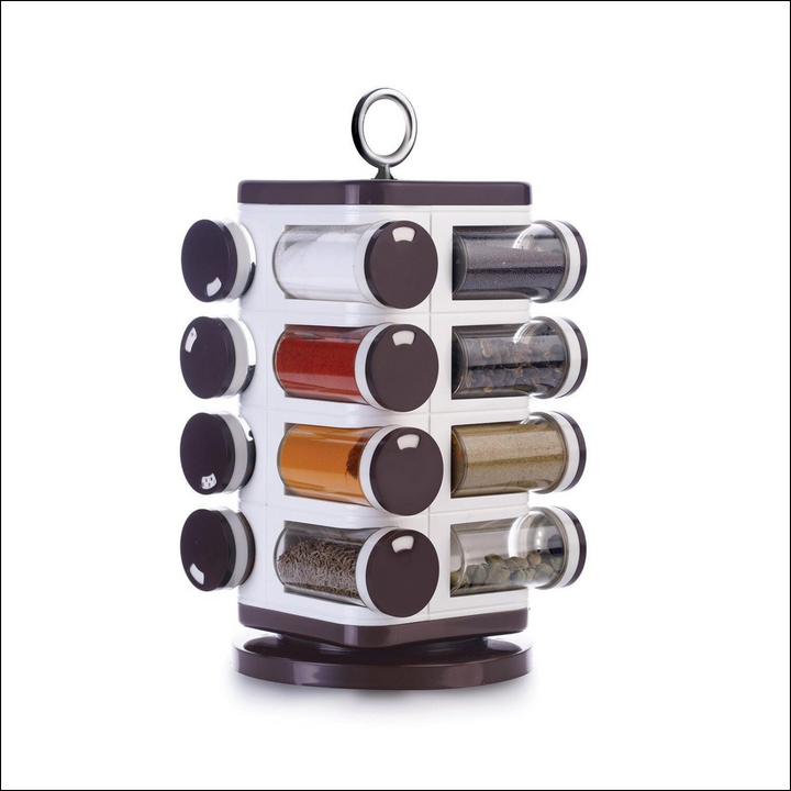Superior eMart multipurpose revolving spice rack with clear containers for organized kitchen storage