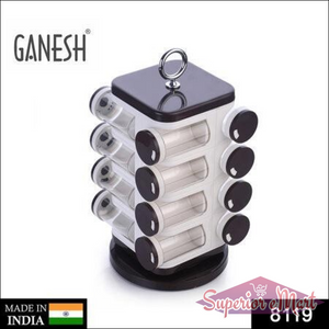 Ganesh multipurpose revolving spice rack with multiple clear containers for kitchen organization