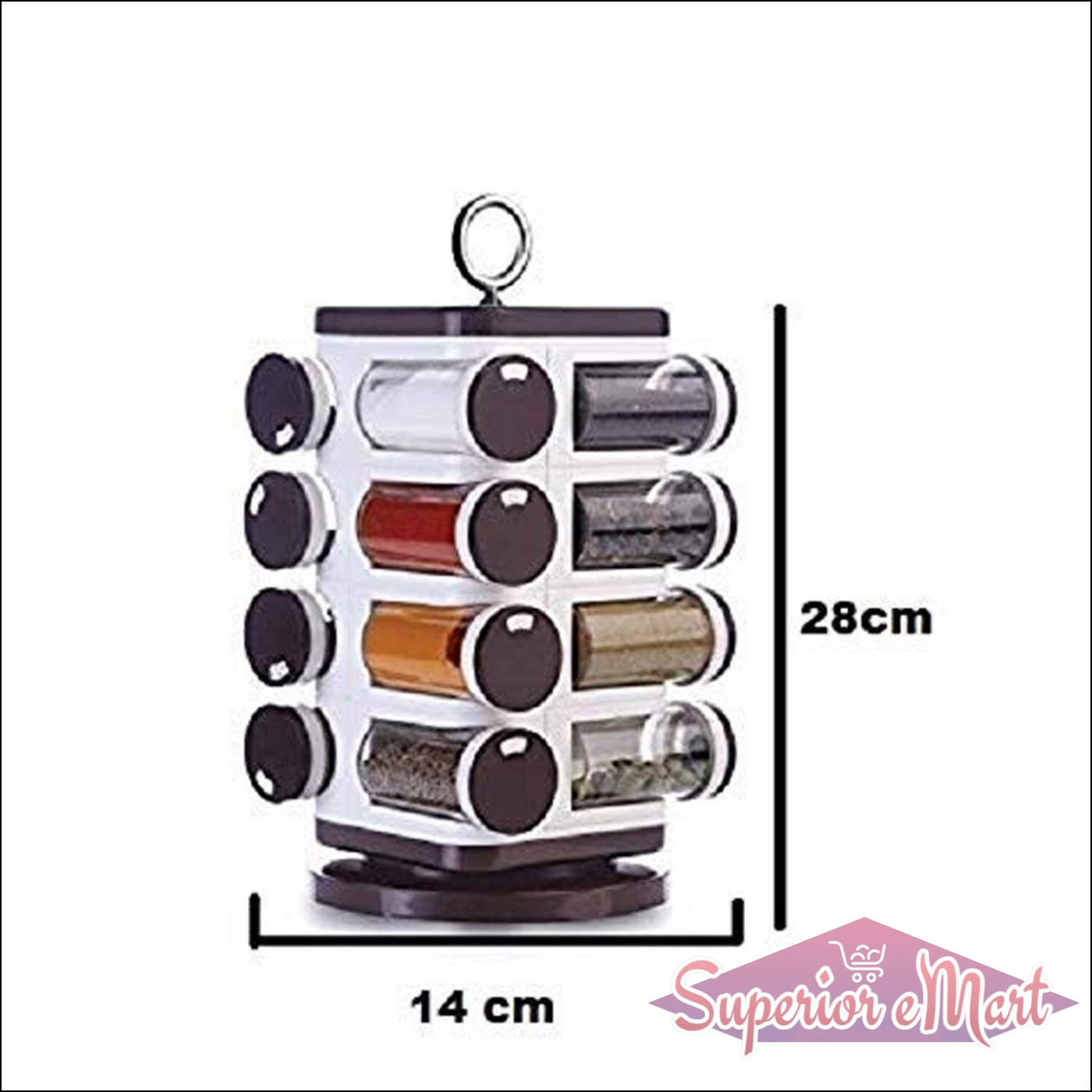 Superior eMart multipurpose revolving spice rack with organized spice containers for kitchen convenience