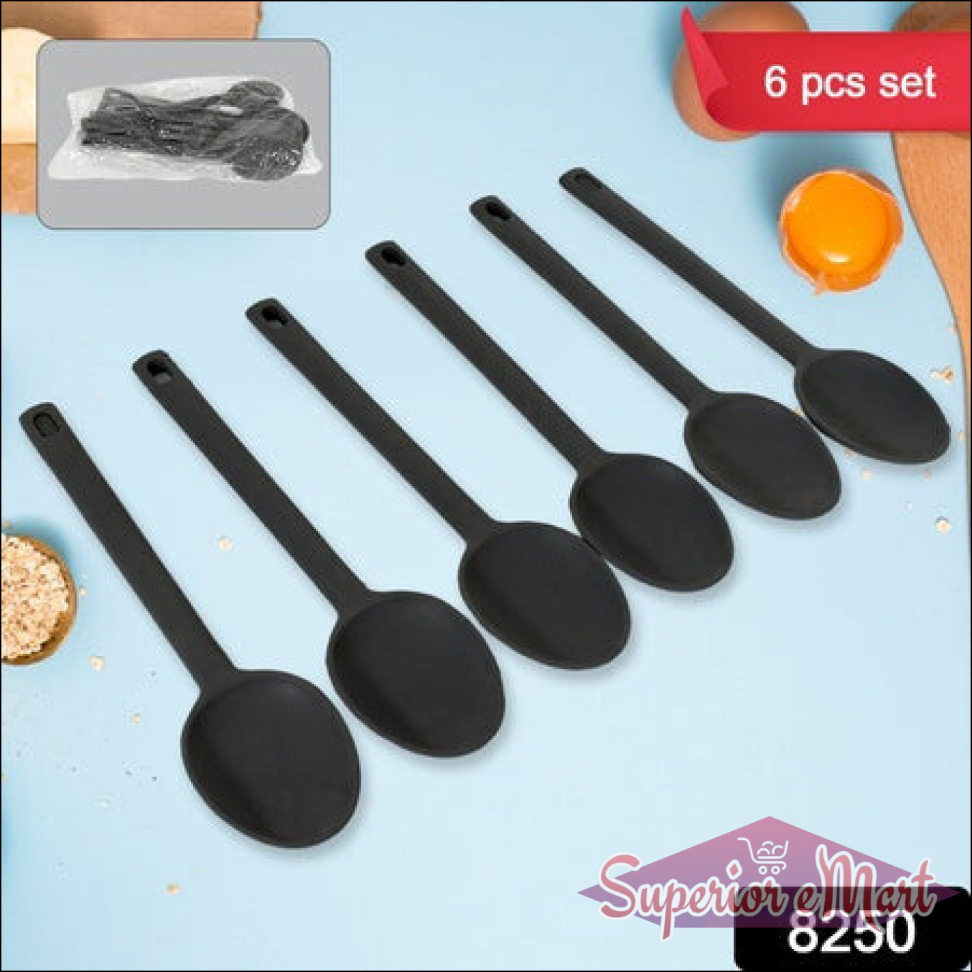 Multipurpose Silicone Spoon, Silicone Basting Spoon Non-Stick Kitchen Utensils Household Heat-Resistant Non Stick Spoons Kitchen Cookware Items For Cooking and Baking (6 Pcs Set) - Superior eMart