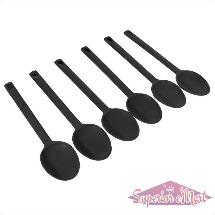 Multipurpose Silicone Spoon, Silicone Basting Spoon Non-Stick Kitchen Utensils Household Heat-Resistant Non Stick Spoons Kitchen Cookware Items For Cooking and Baking (6 Pcs Set) - Superior eMart