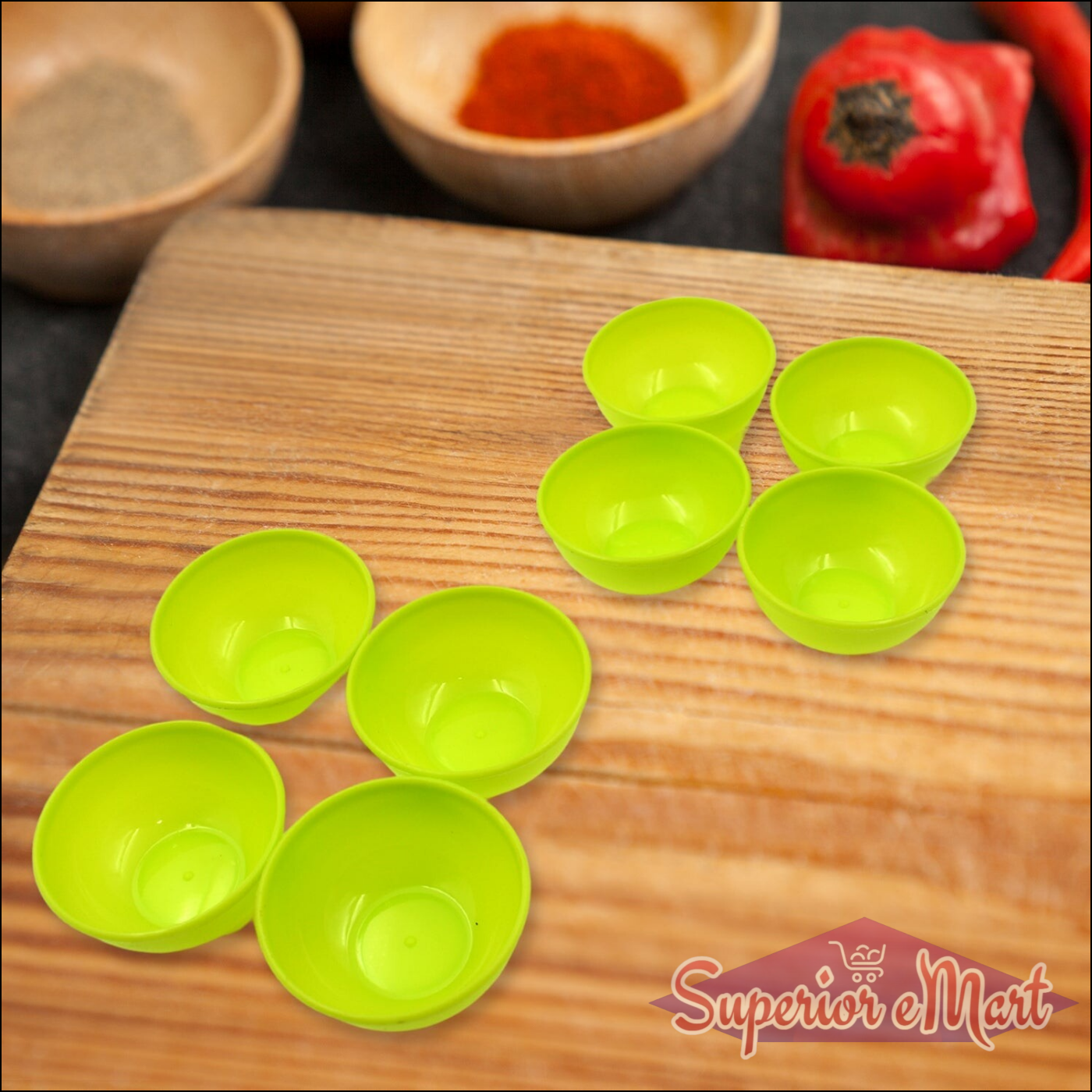 Set of microwave safe plastic bowls in vibrant green for kitchen prep and serving
