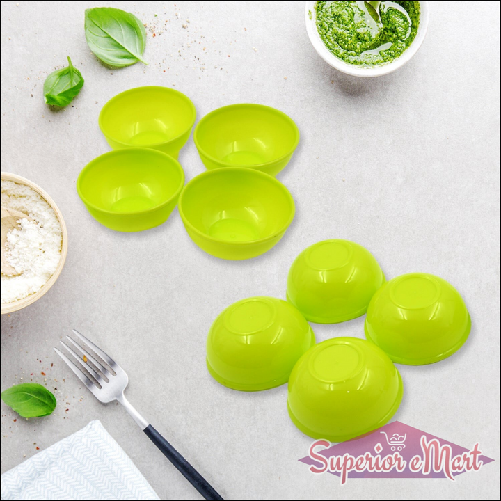 Microwave safe plastic bowls set in bright green, perfect for meal prep and serving snacks
