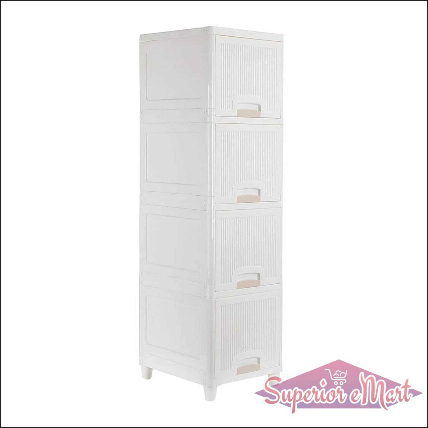 Superior eMart multipurpose storage cabinet with drawers in white, ideal for organizing home and kitchen spaces