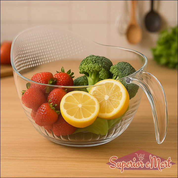 Multipurpose Transparent Plastic Bowl With Handle (1 Pc) - Superior eMart