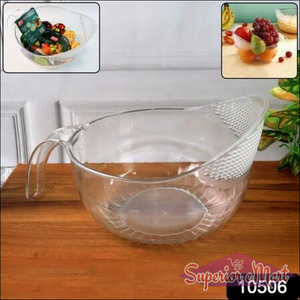 Multipurpose Transparent Plastic Bowl With Handle (1 Pc) - Superior eMart